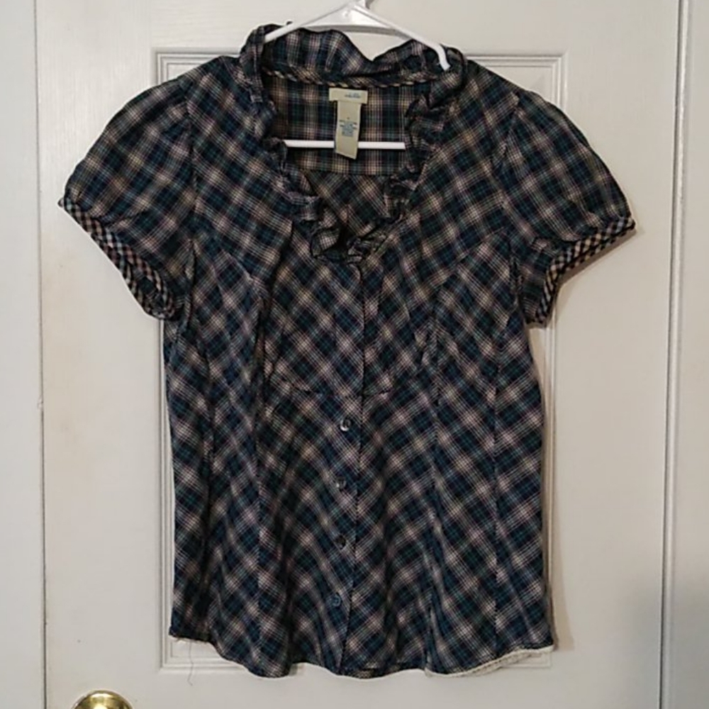 Anthropologie Odille plaid top
